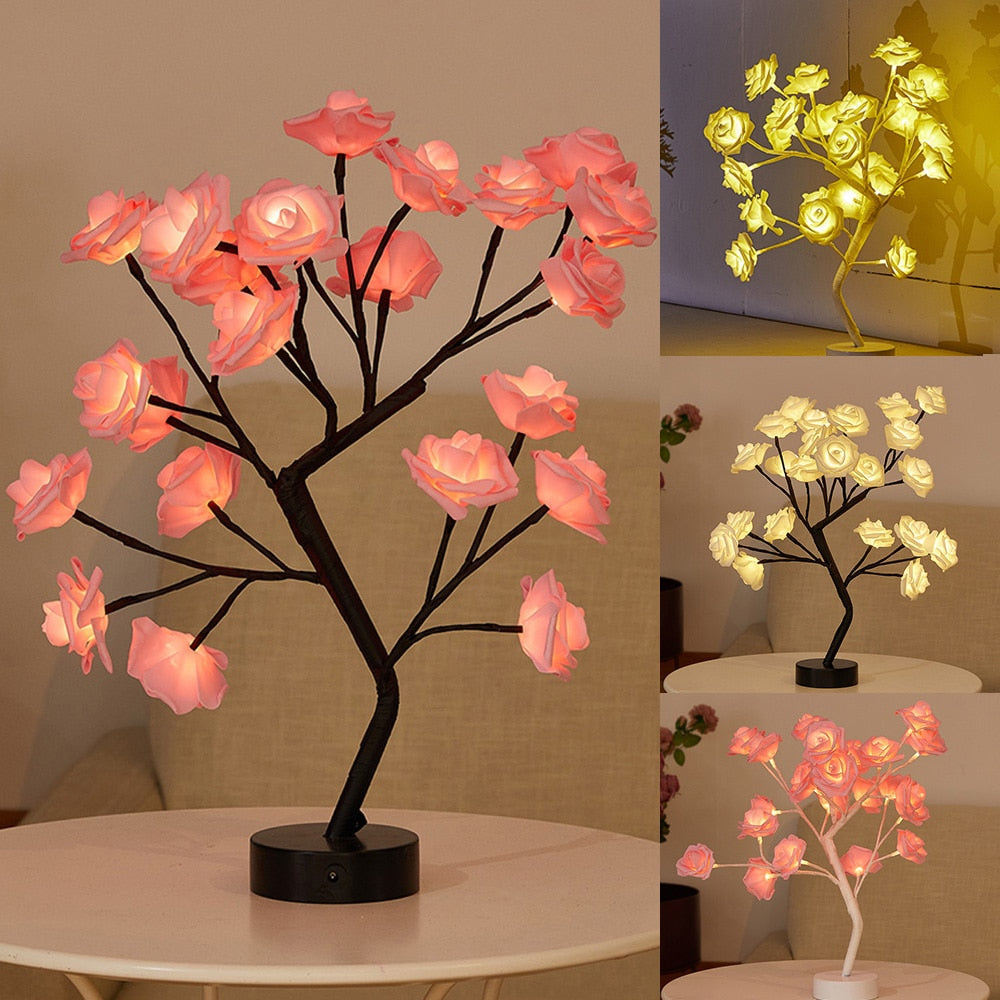 Table Lamp Rose Flower Tree