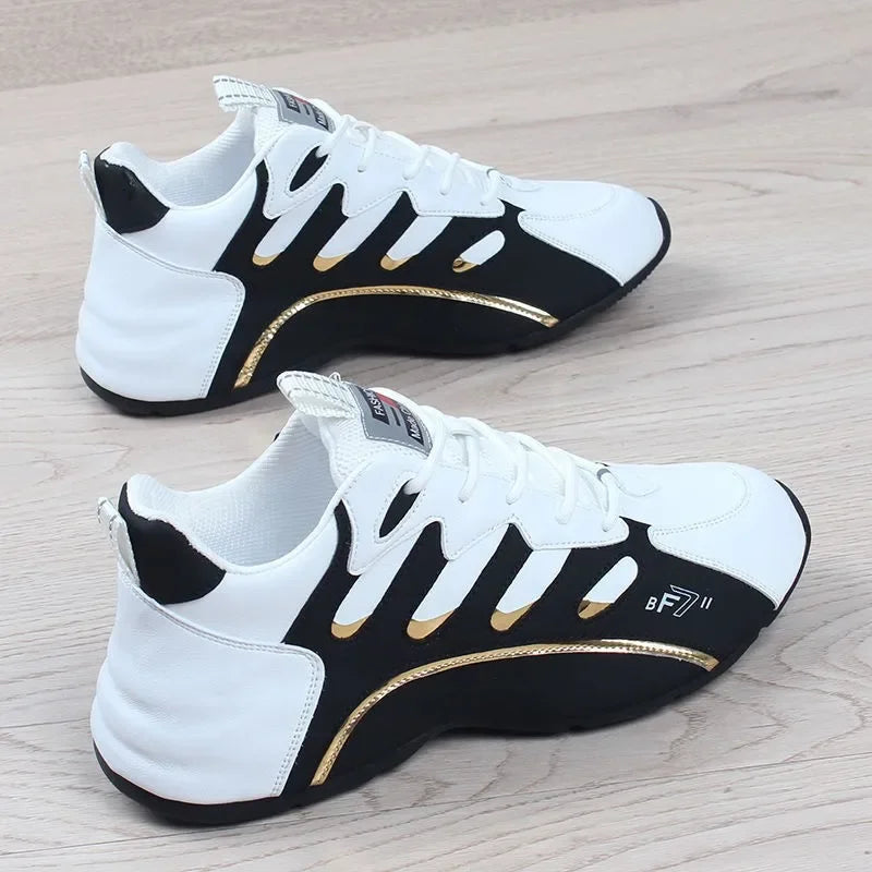 Mens Casual Vulcanized Sneakers Lightweight Breathable Shoes (White)