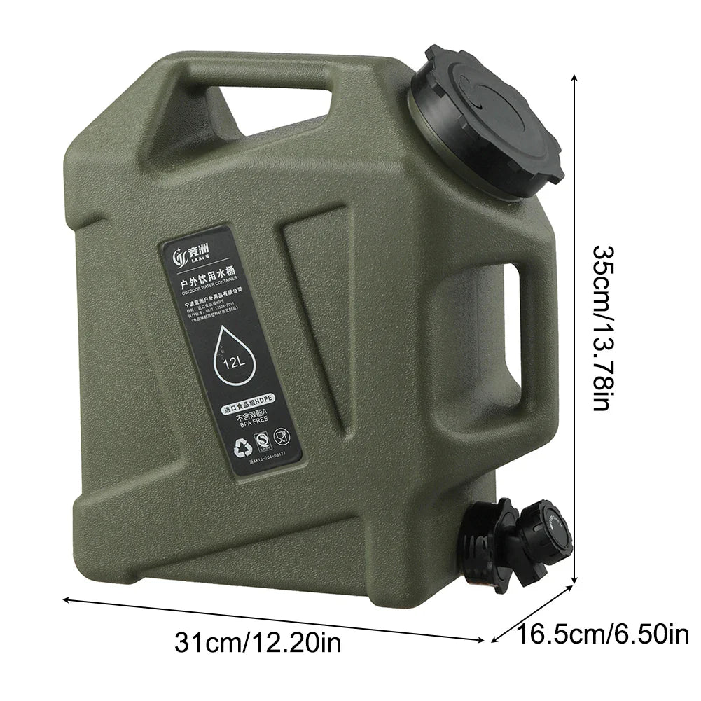 12L Camping Water Container Portable Water Tank with Faucet Green