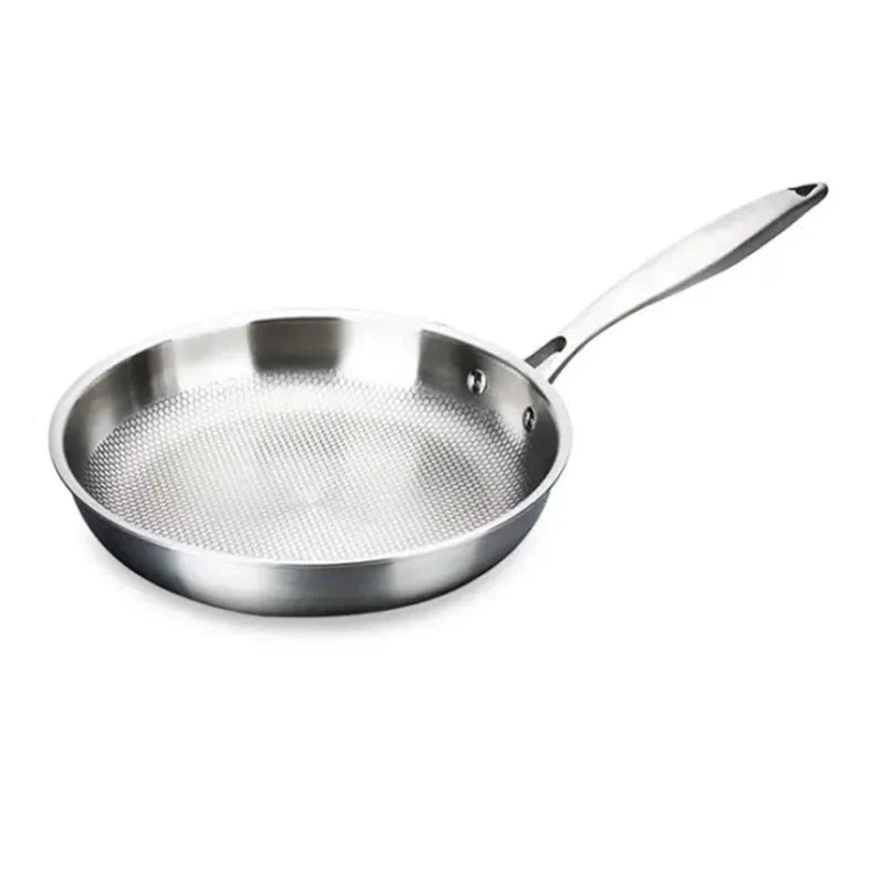 30cm 304 Stainless Steel Wok Frying Pan Nano Non-Stick Silver