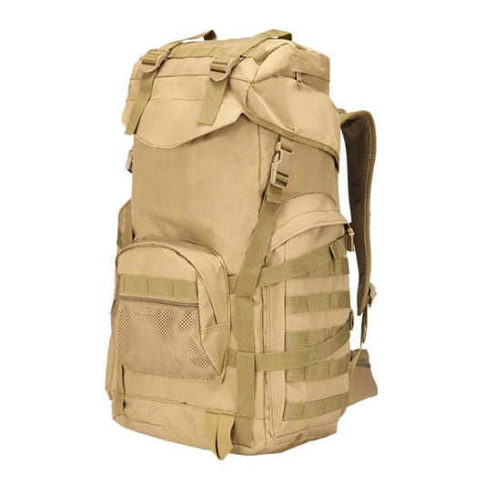 60L Tactical Camping Backpack Waterproof Khaki
