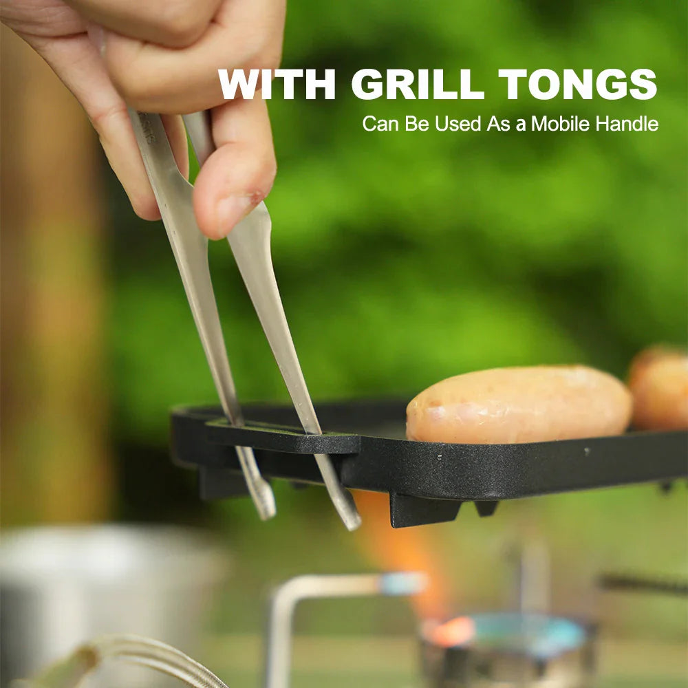 Mini Grill Plate Set – Non-Stick Aluminum Alloy Griddle with Tong Black
