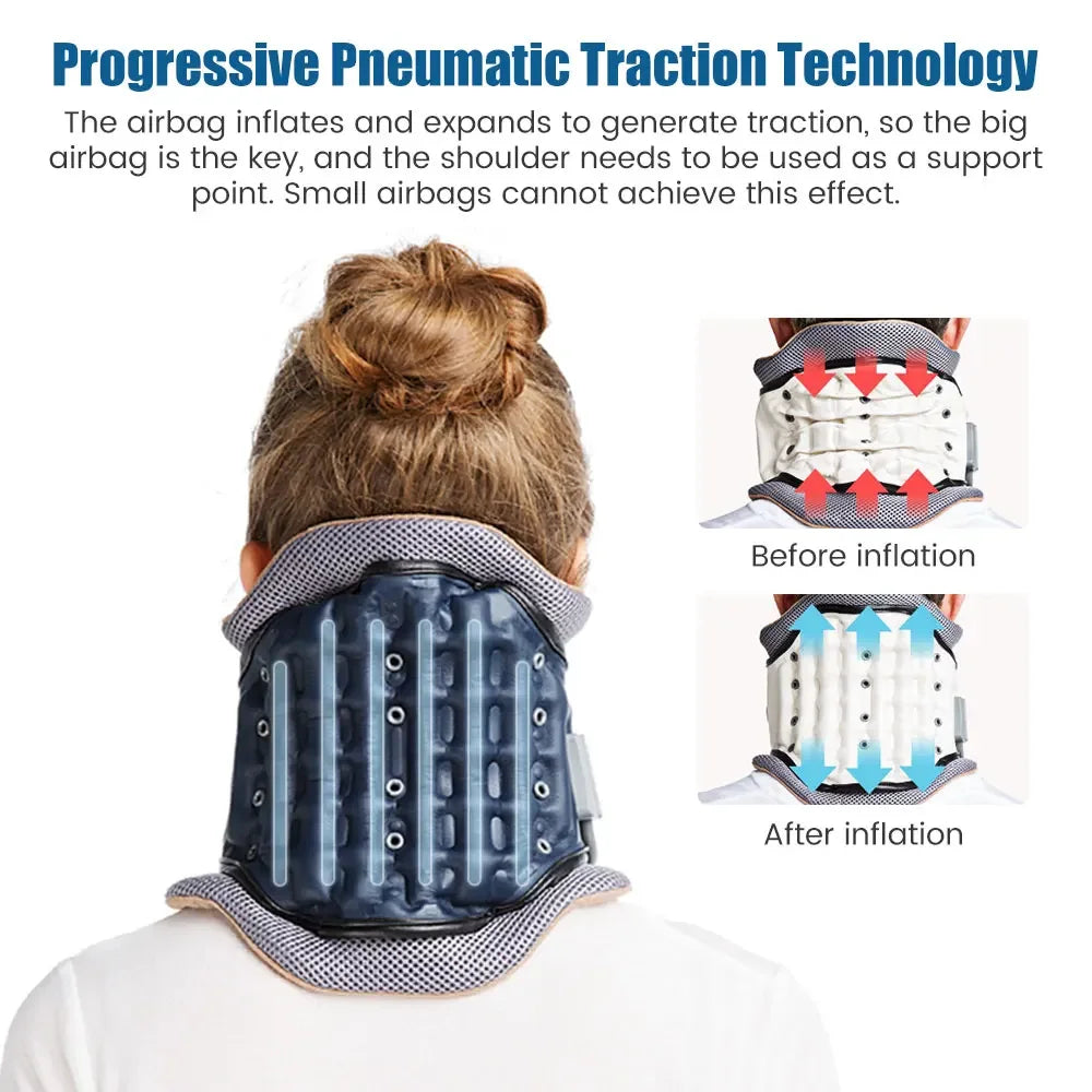 Inflatable Cervical Neck Brace Spine Traction Support White