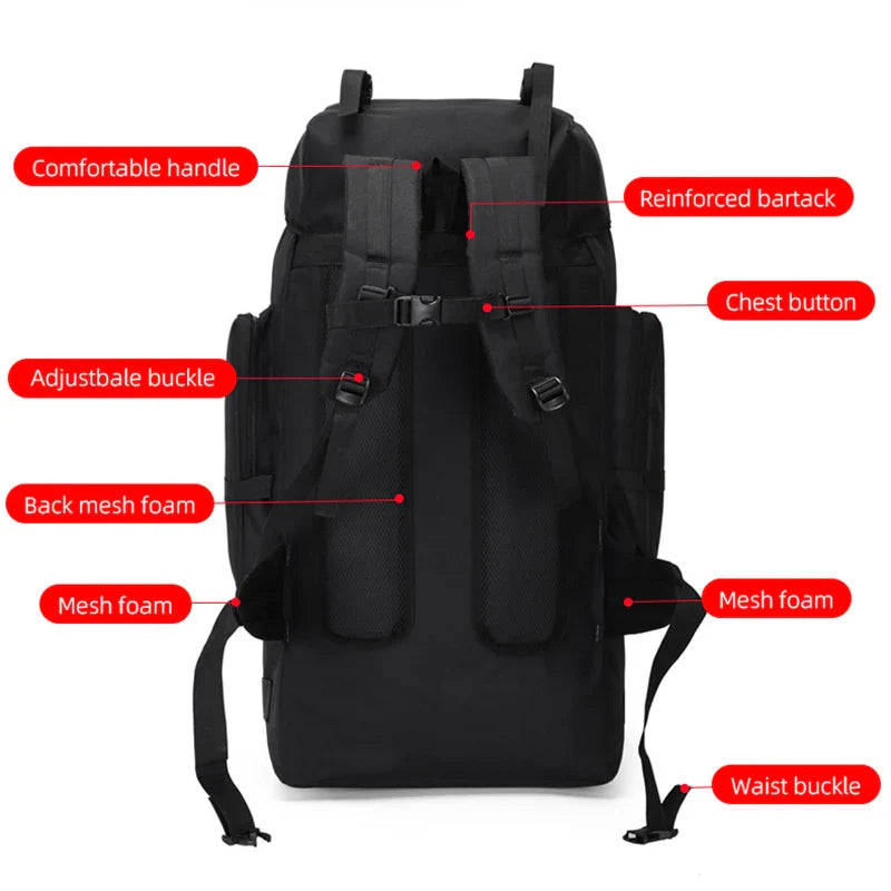 Tactical Backpack with Reflective Strips Black