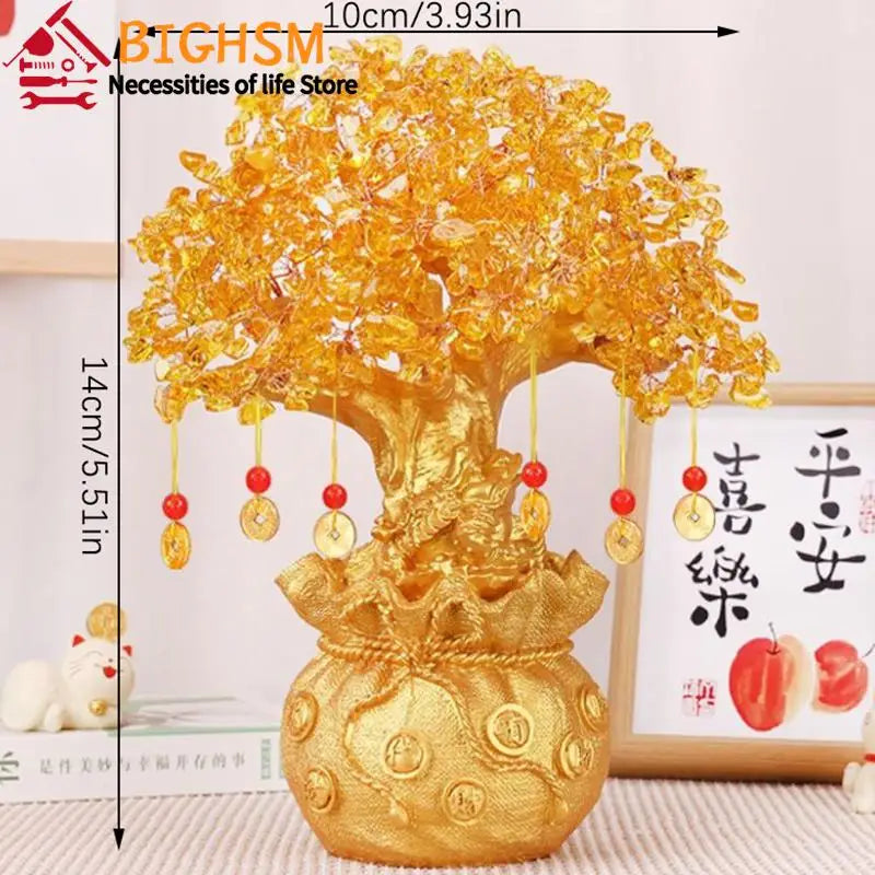14cm Feng Shui Yellow Lucky Wealth Trees