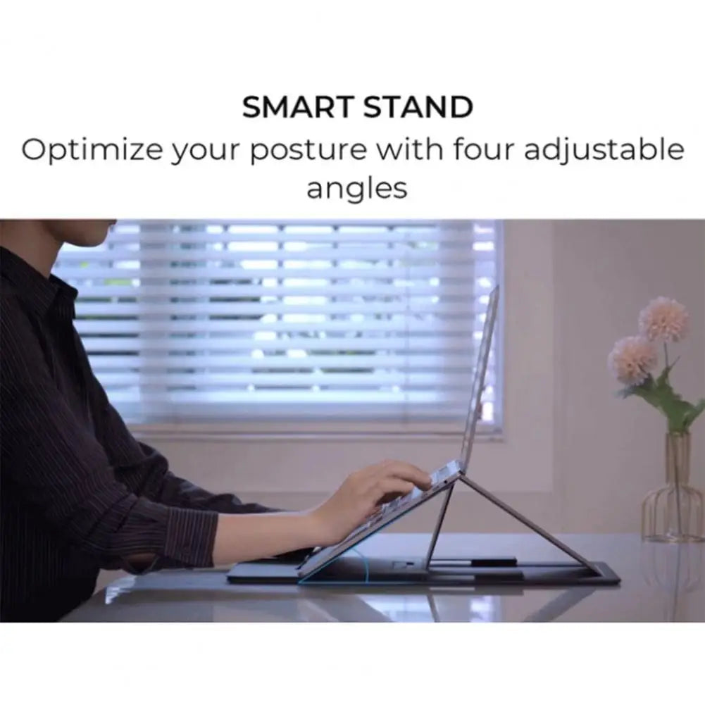 Portable Laptop Desk Stand: Foldable & Adjustable, Ideal for Bed, Couch, Office - Black