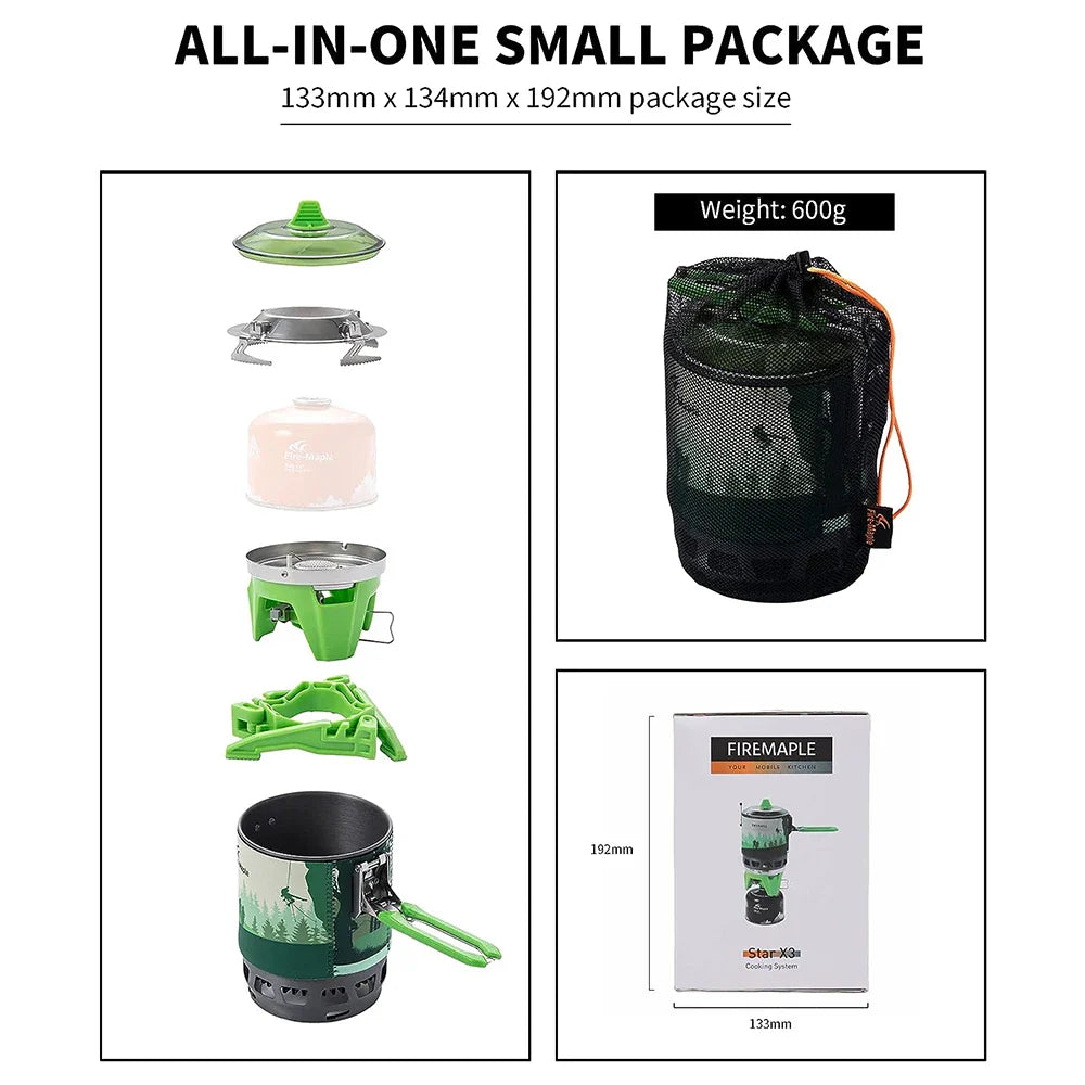 Compact Camping Gas Burner Cooking System Green