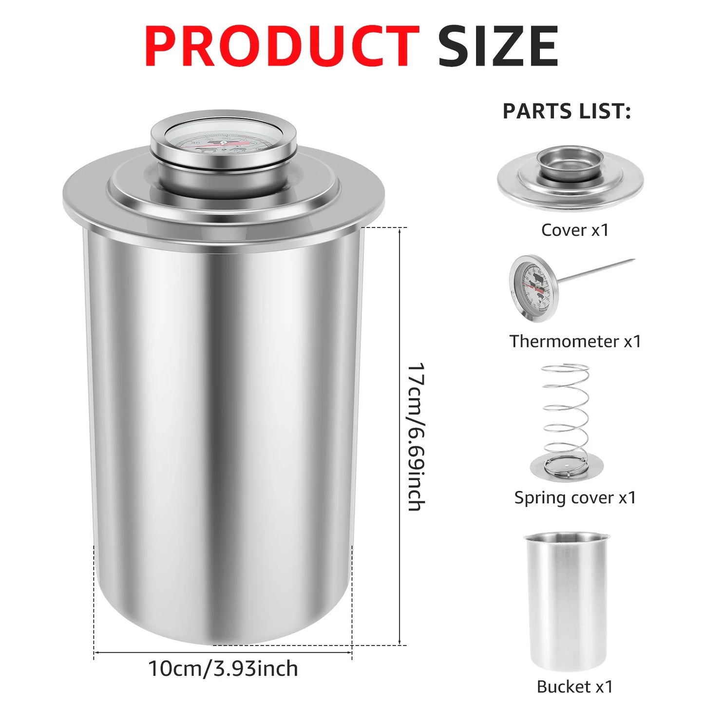 Stainless Steel Ham Maker with Thermometer Deli Meat Press Mold Silver