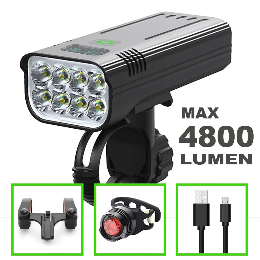 4800 Lumen USB Bike Light Set Black