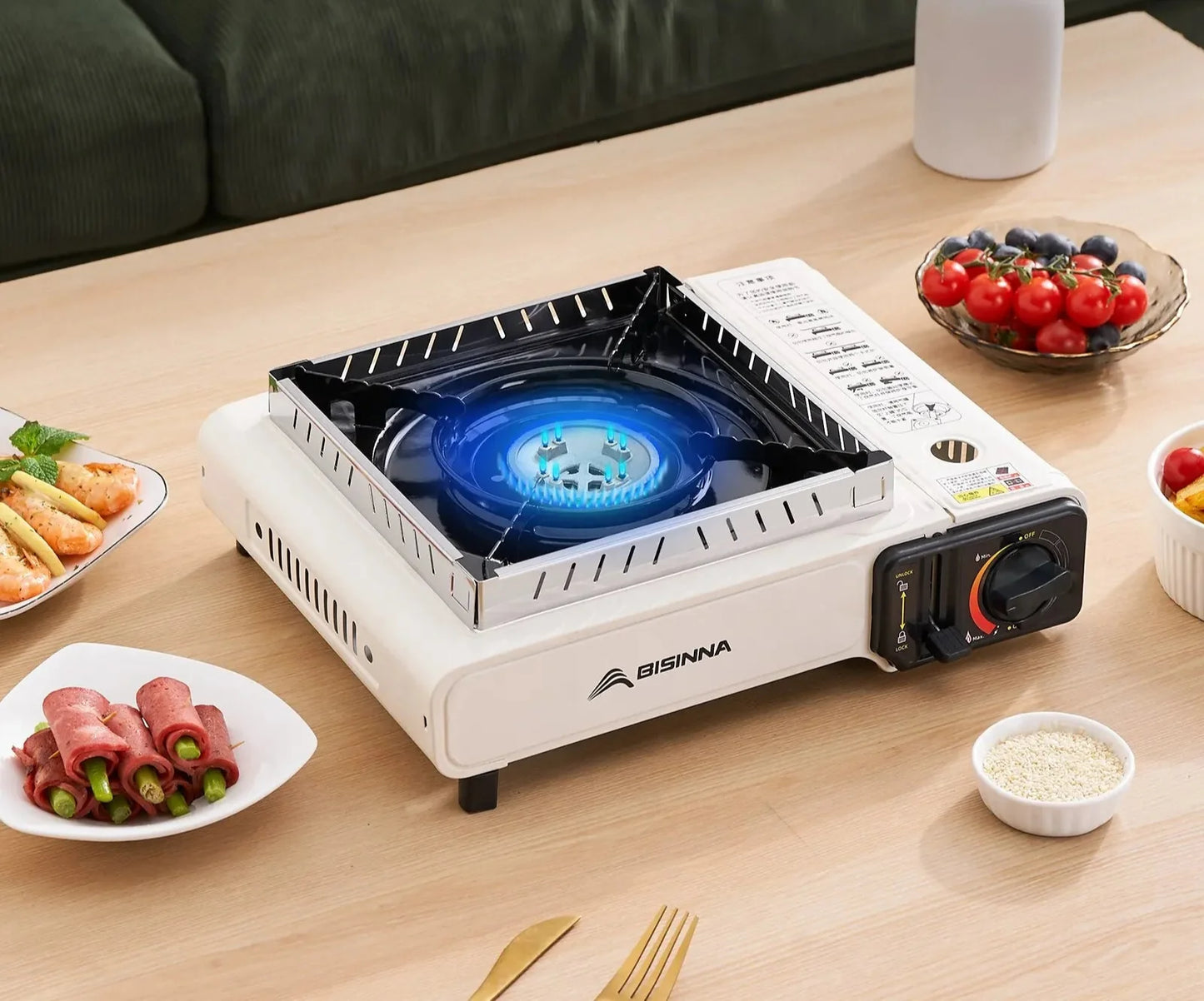 Camping Stove Cassette with 3-Layer Safety White