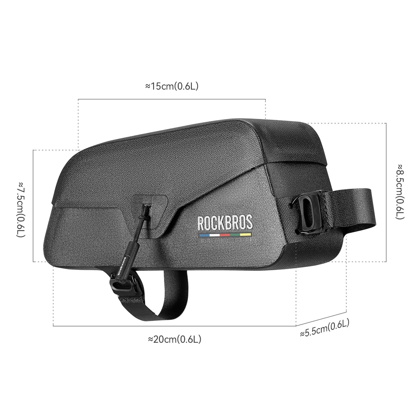 Waterproof 0.6L Top Tube Lightweight Frame Storage Bag Black