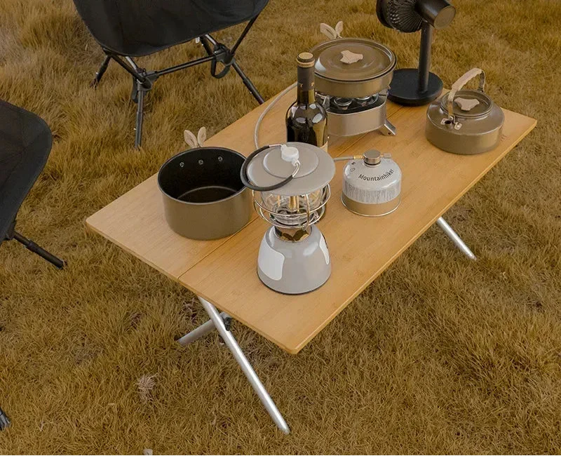 Bamboo Folding Camping Table 2-Fold Brown