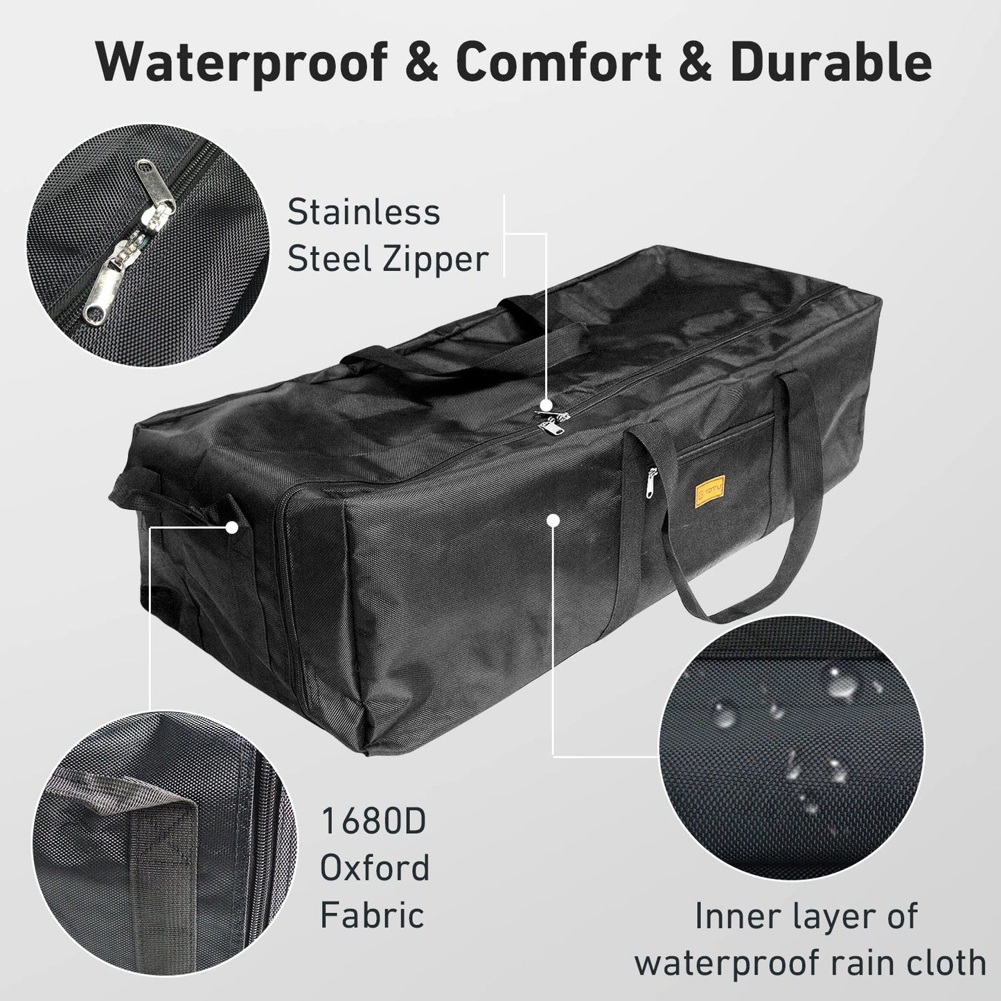 150L Folding Camping Storage Bag Waterproof Black