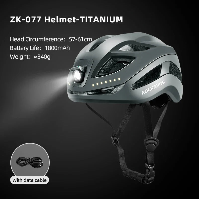 Rechargeable LED Cycling Helmet with Type-C Charging Grey