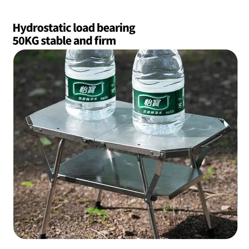 Outdoor Folding Steel Table Tactical Use Silver