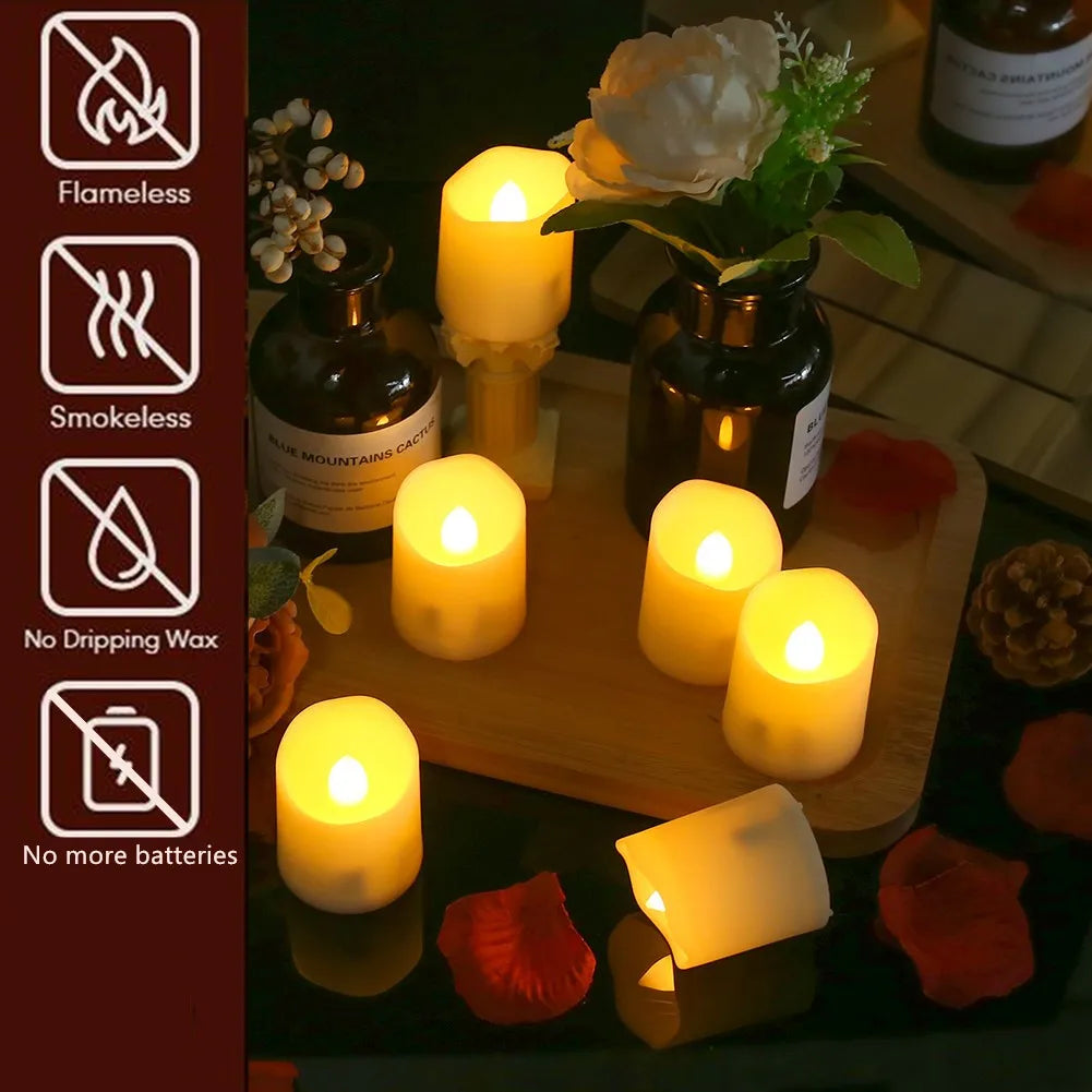 6-Pack Rechargeable LED Tealight Candles with Remote And Timer White