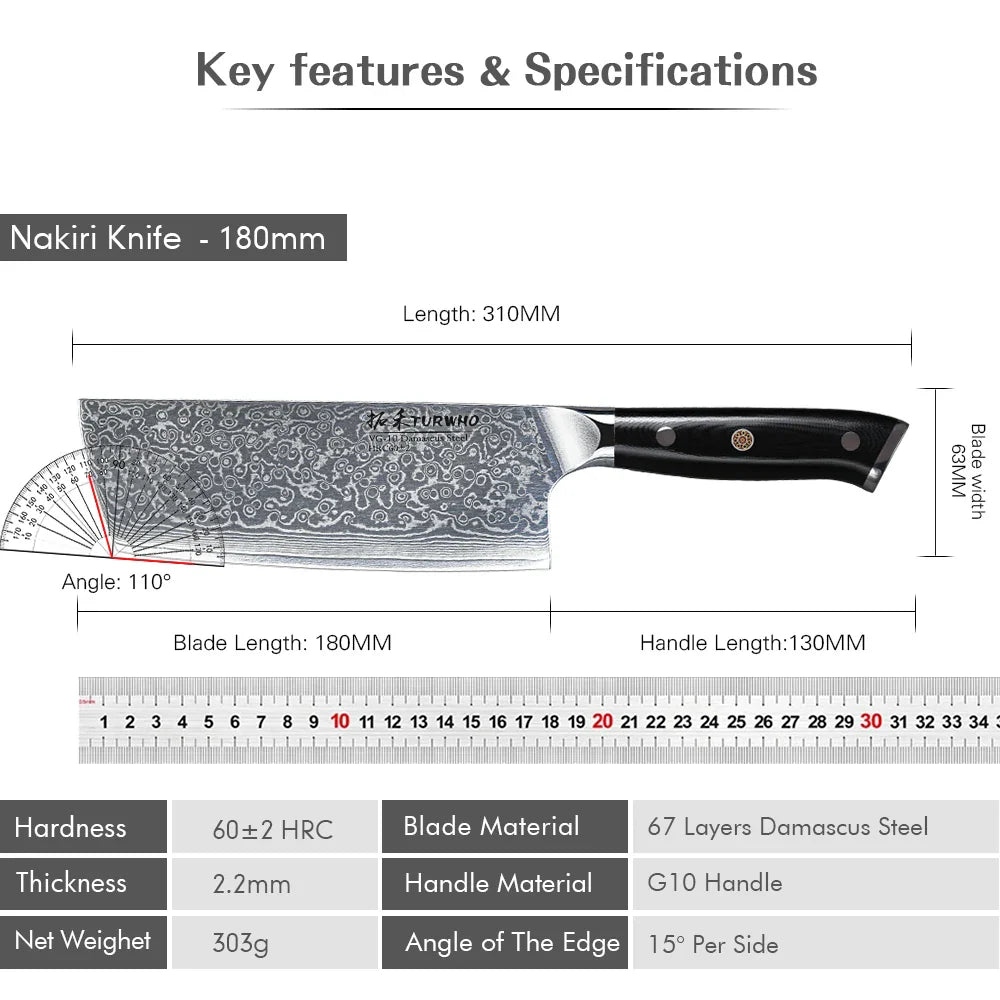 Professional 7-Inch Damascus Steel Meat Cleaver VG10 Core Black