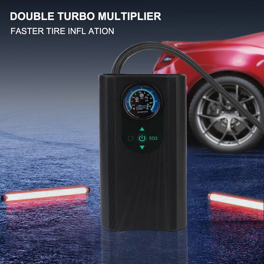 Handheld 12V Electric Air Compressor Quick Inflating Tire Pump Black