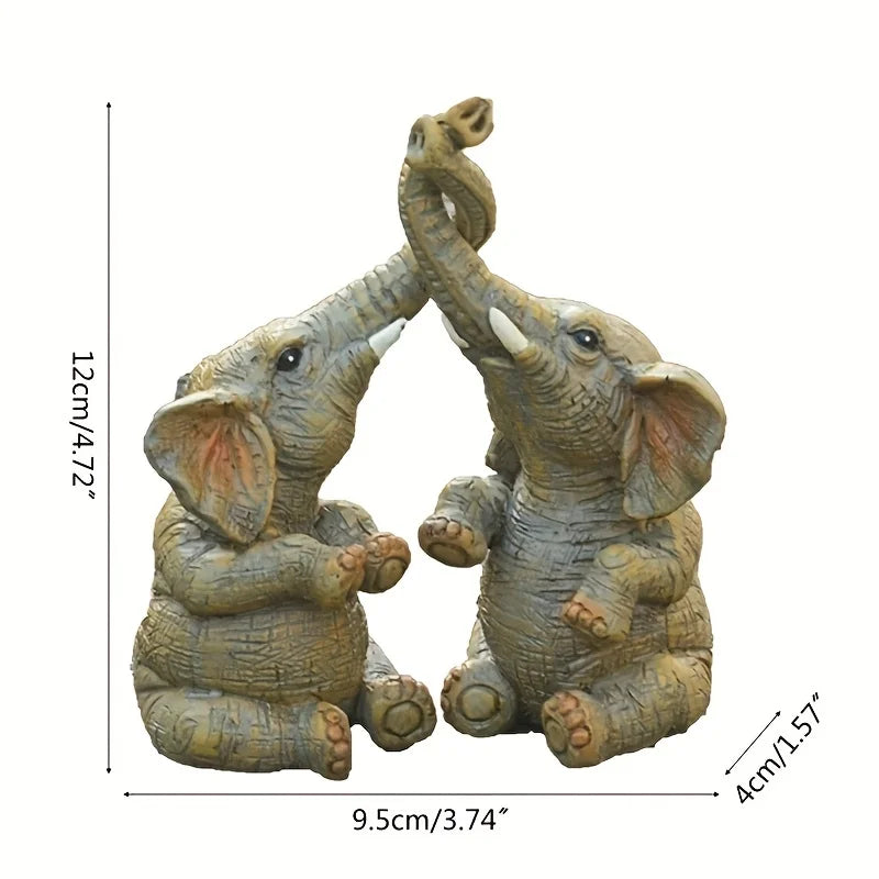 Adorable Elephant Couple Figurine