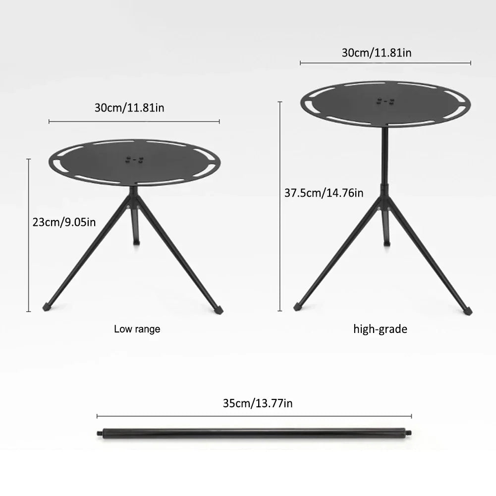 Round Camping Table with Telescopic Fishing Light Pole