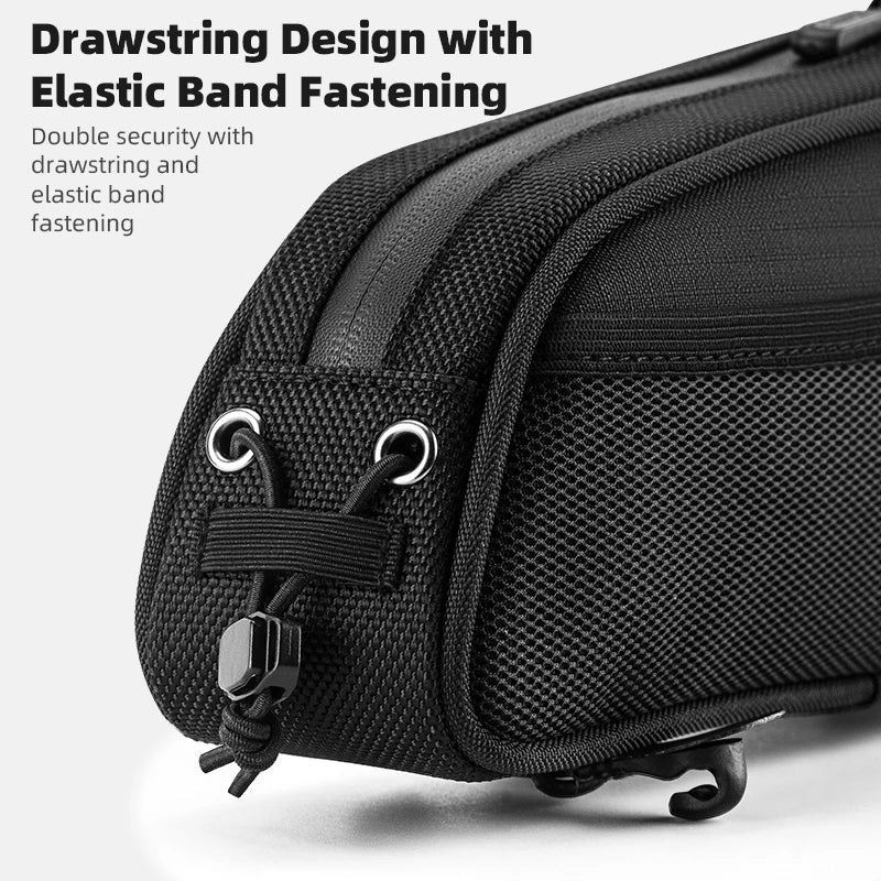 1.3L Waterproof Bicycle Frame Tube Bag with Headphone Jack Black