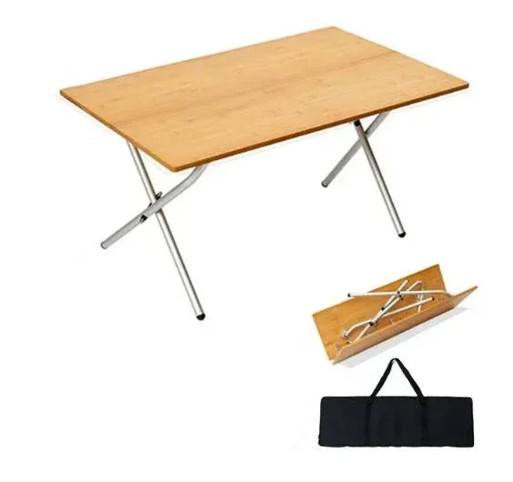 Bamboo Folding Camping Table 2-Fold Brown