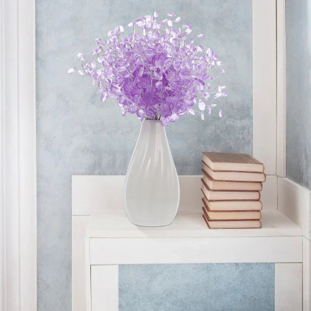 50-Piece Purple Crystal Droplet Bouquet | Home & Party Decoration Set