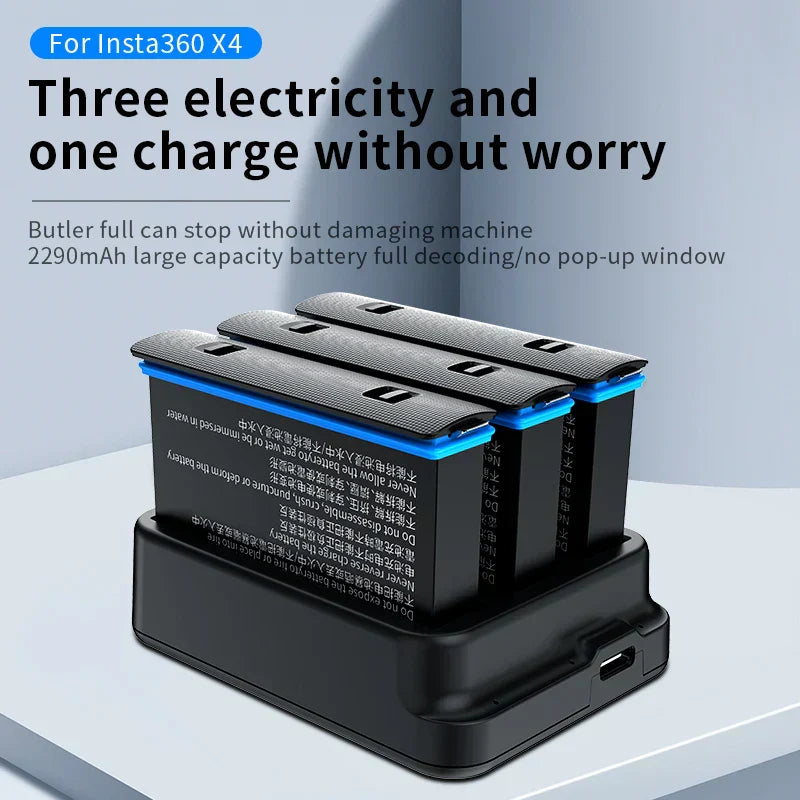 High Capacity Battery and Fast Charger Hub for Insta360 X4