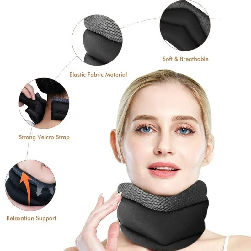 Adjustable Soft Foam Cervical Neck Brace Support Black