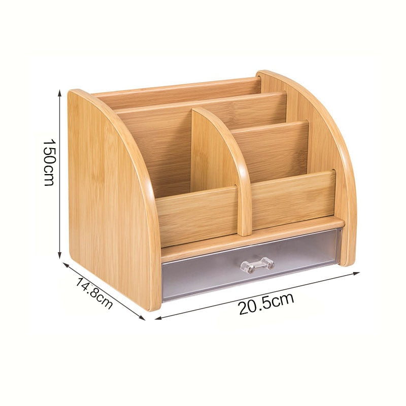 3 Grid Bamboo Remote Control Storage Box Stationery Remote Control Headphone Cable Cell Phone Desktop Storage Box Organizer