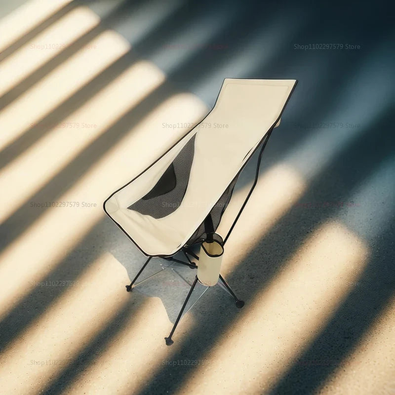 Camping Chair with Headrest Beige