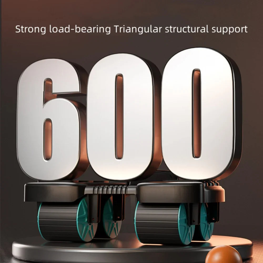 Six-Wheel Abdominal Exercise Roller Automatic Rebound Black