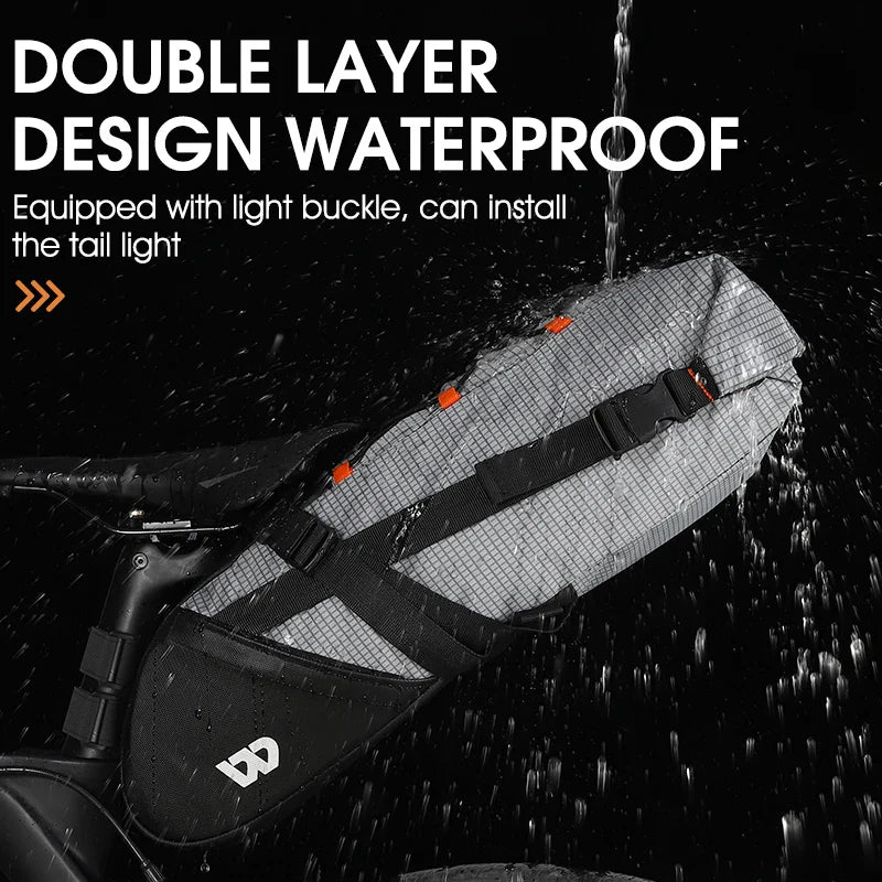Waterproof 10L Reflective Bike Saddle Bag Gray