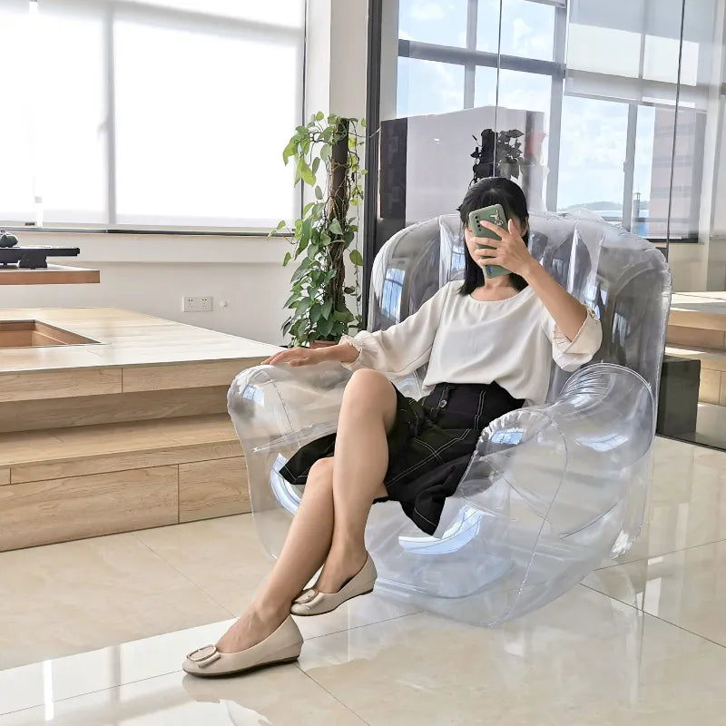 Transparent Nordic Inflatable Sofa - Modern Armchair for Bedroom- 90x80cm