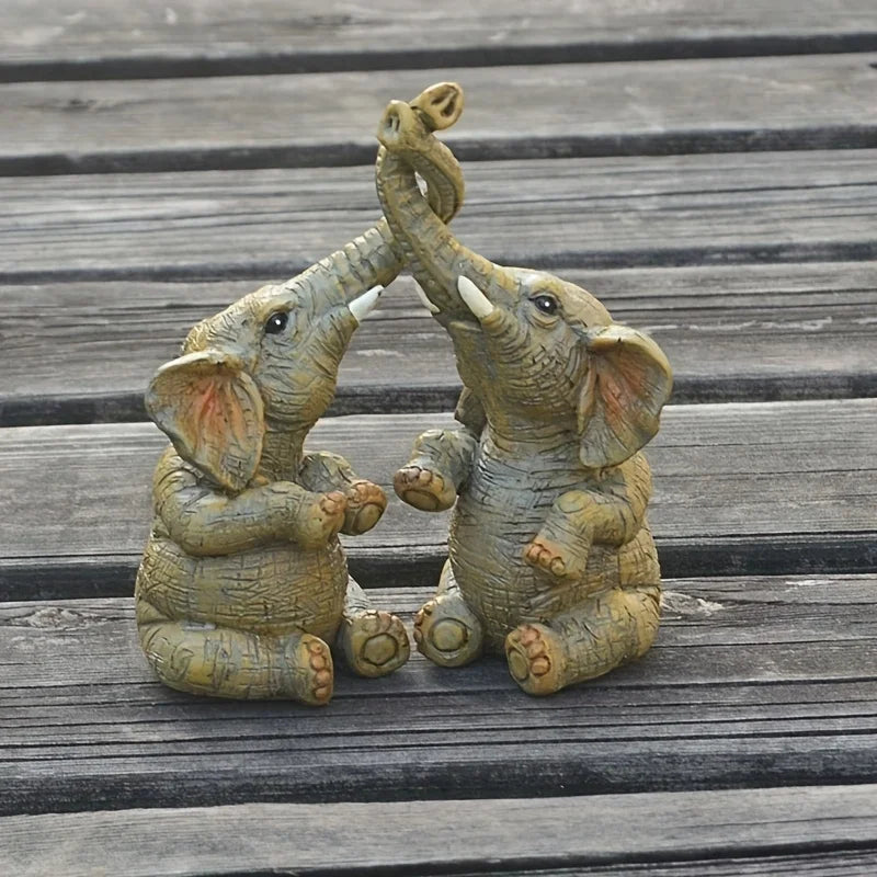 Adorable Elephant Couple Figurine
