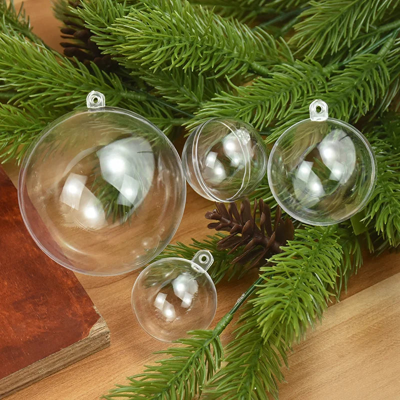 Set of CM Christmas Transparent Fillable Balls - Xmas Tree Hanging Ornaments (6cm, Plastic)