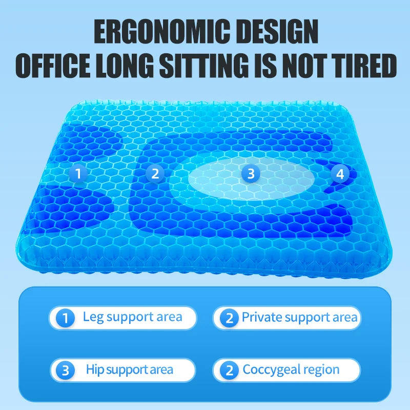 3D Honeycomb Gel Seat Cushion Breathable Cooling Pad Blue