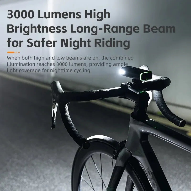 3000LM Bike Headlight 10000mAh Power Bank Black