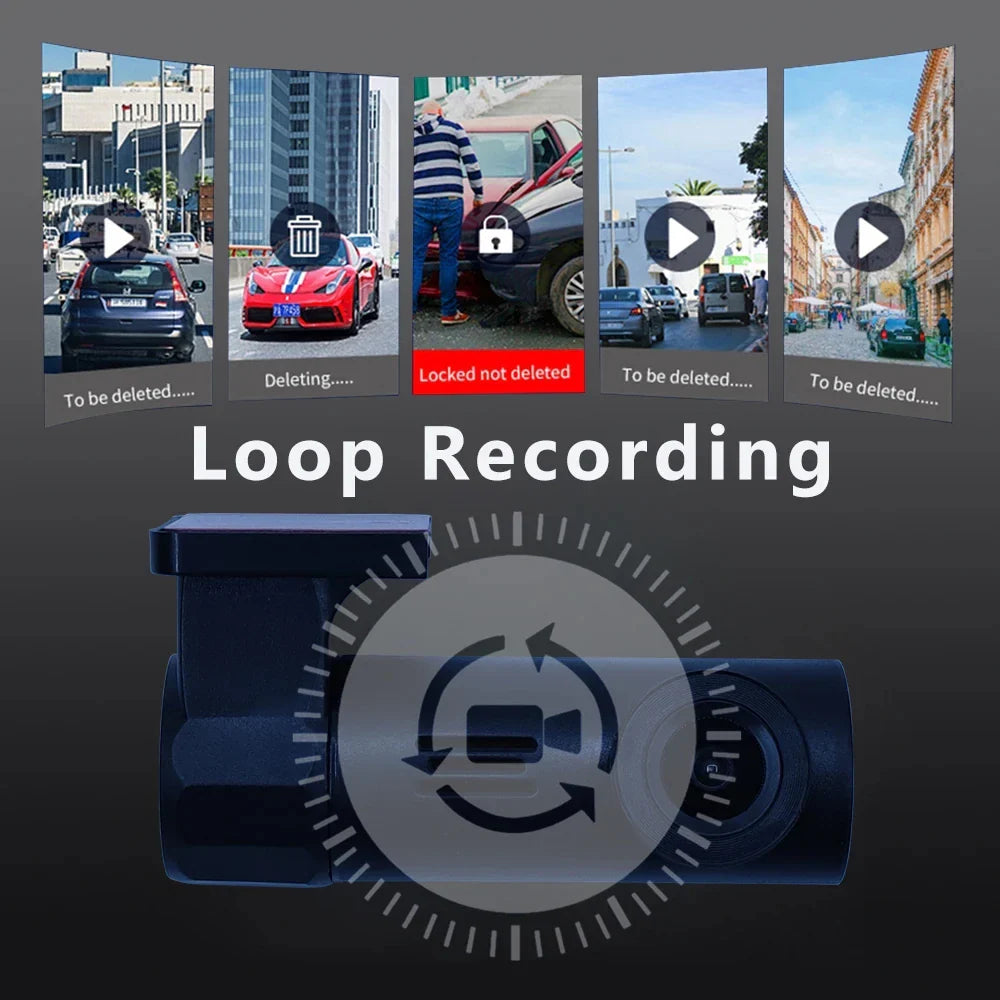 Smart WiFi Dash Cam 1080P HD Night Vision Car DVR Black