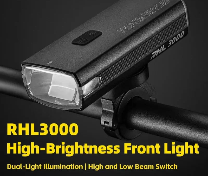 3000LM Bike Headlight 10000mAh Power Bank Black
