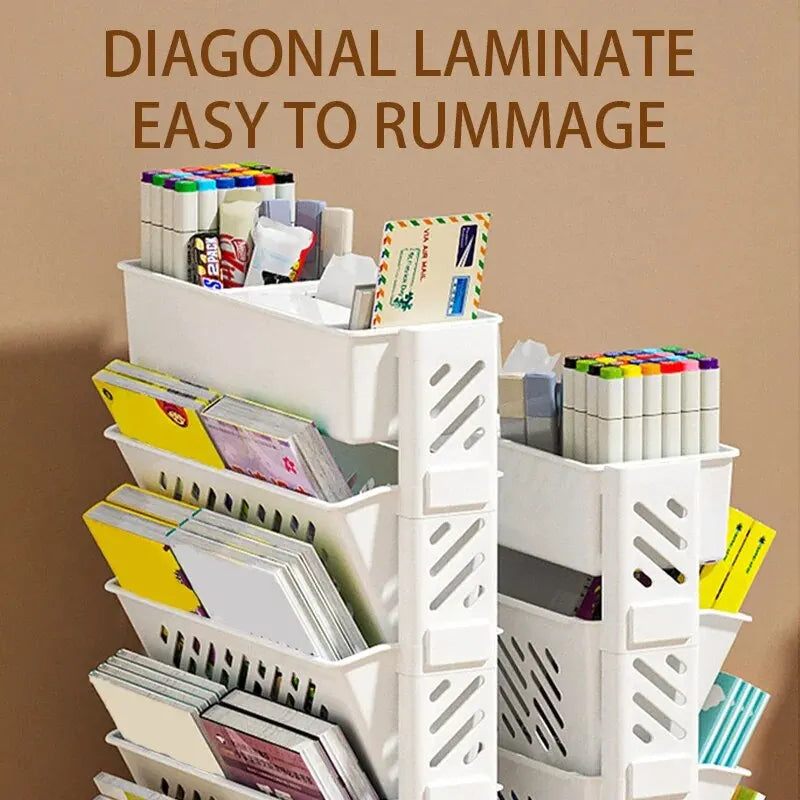 Movable Floor-Mounted Bookshelf with Wheels