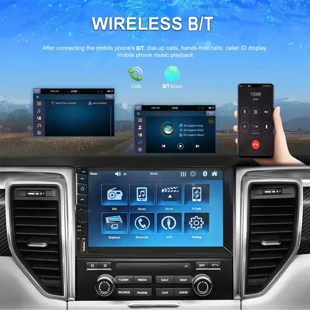 7 2DIN Touchscreen Car Stereo Black
