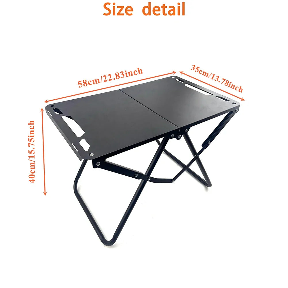 Foldable Hollowed Surface Camping Table Black