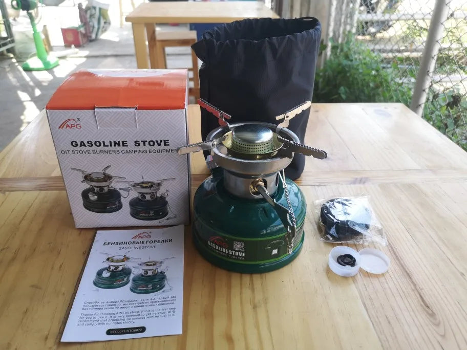 Camping Gasoline Stove with Silencer Green