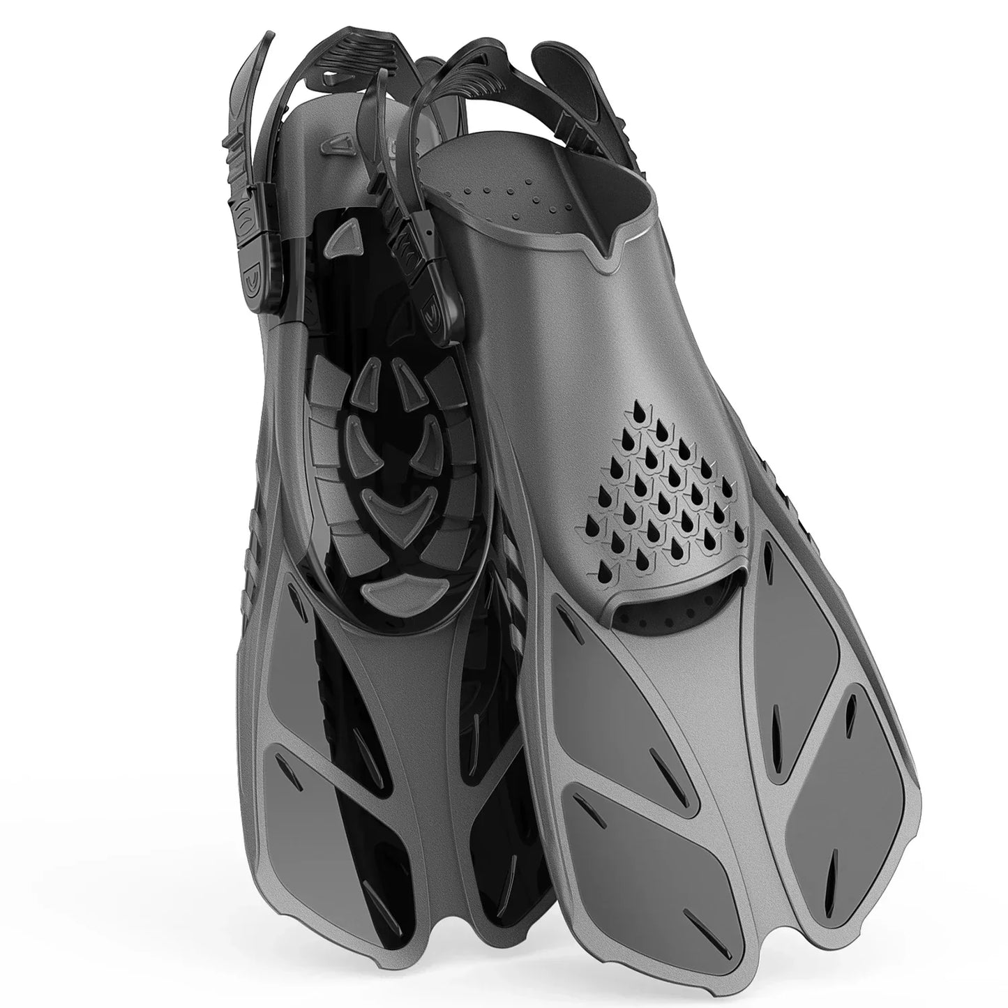 Adjustable Open-Heel Snorkel Fins for Diving and Swimming