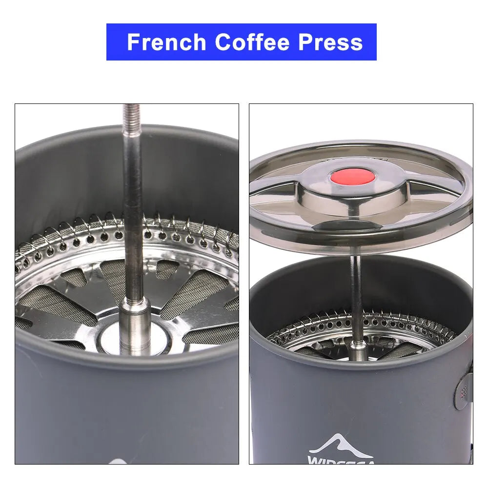 Camping Pot with French Press 750ml Grey