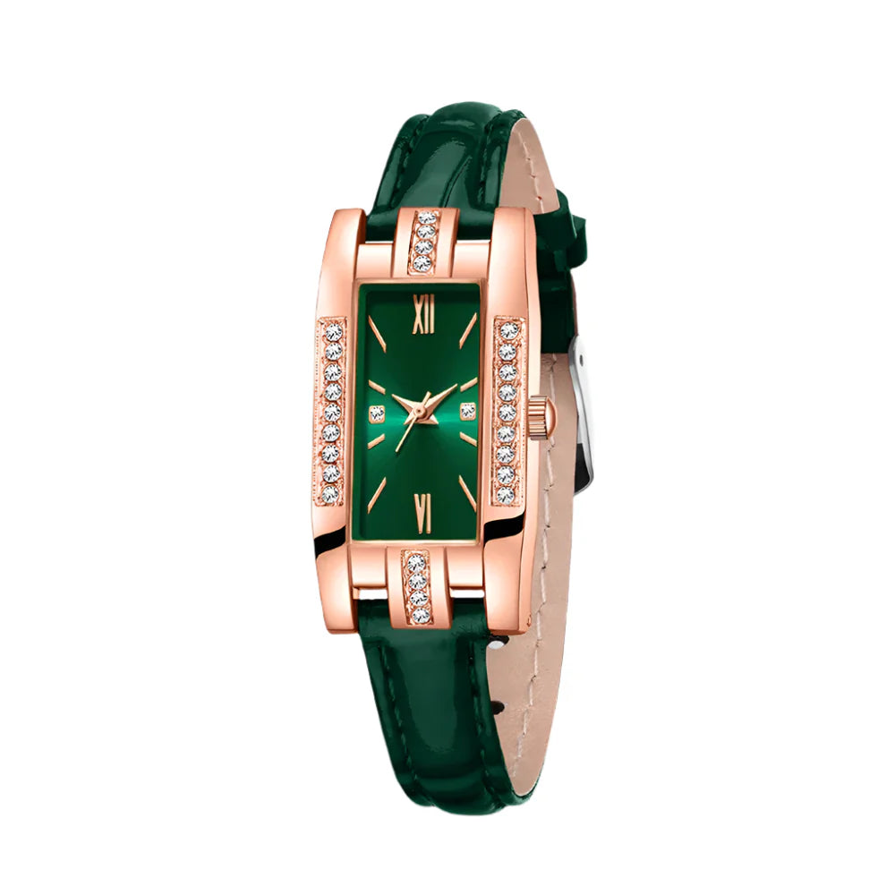 Green Women’s Quartz Watch Jewelry Gift Set