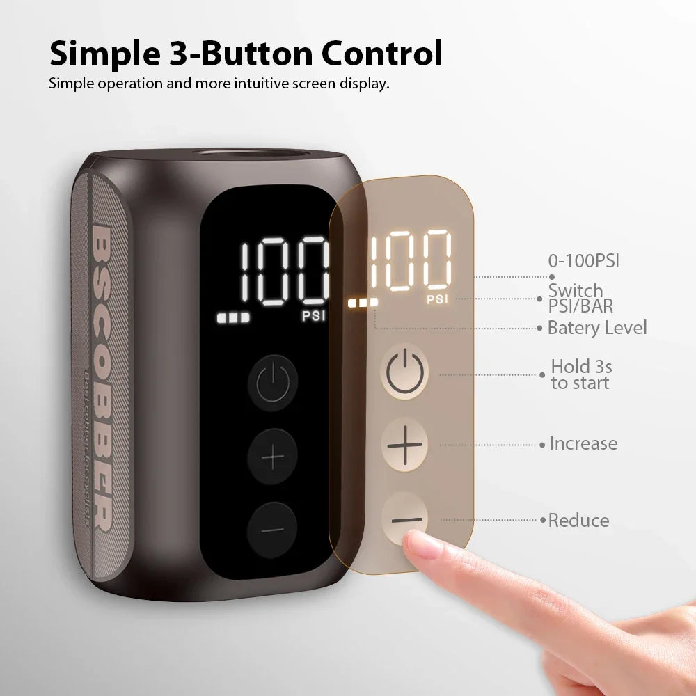 A5mini Portable Wireless Air Pump 100PSI Rechargeable Brown