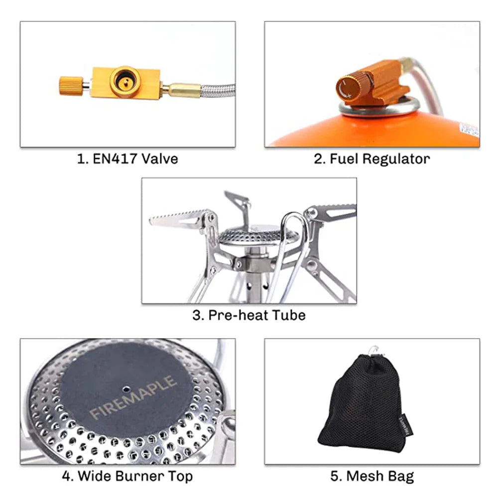 Camping Gas Stove 2800W Dual-Channel Silver