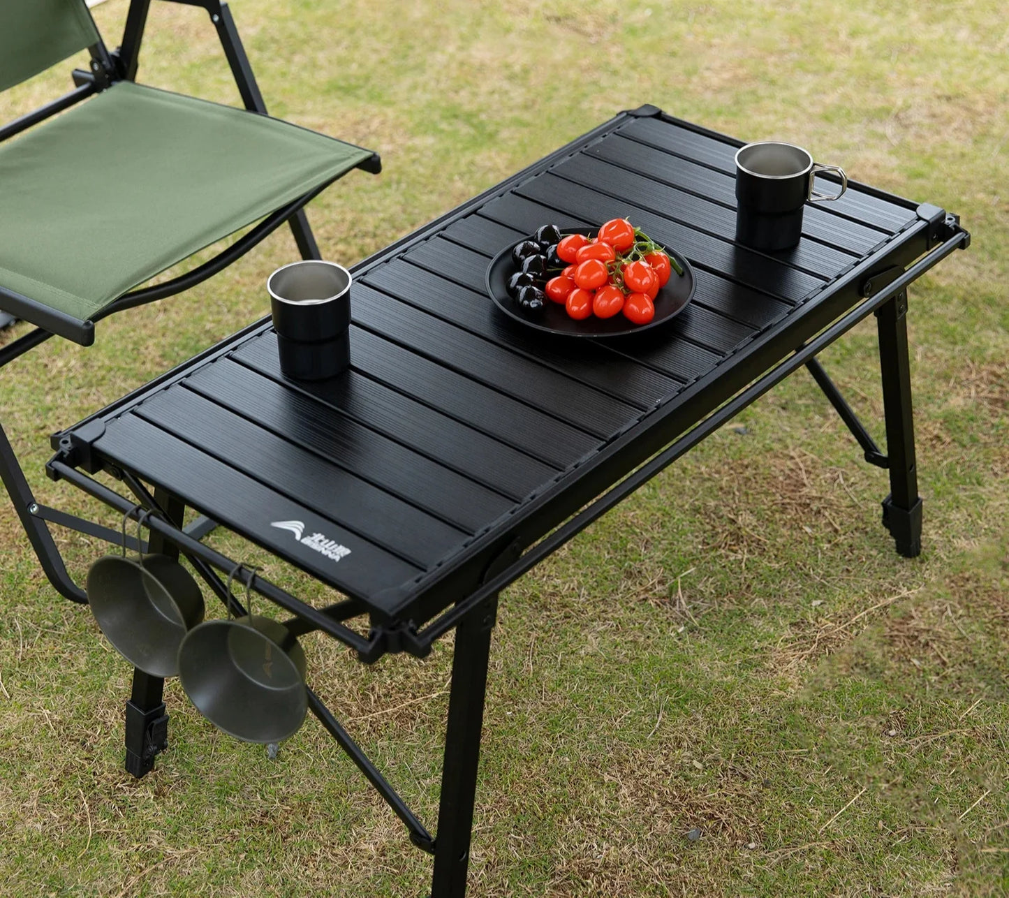 Multifunctional IGT Camping Table Adjustable Aluminum Alloy Black